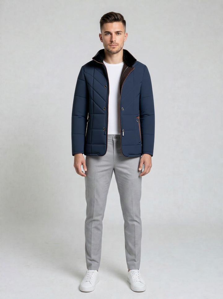 Desmond | Men's Stand Collar Button Front Quilted Jacket