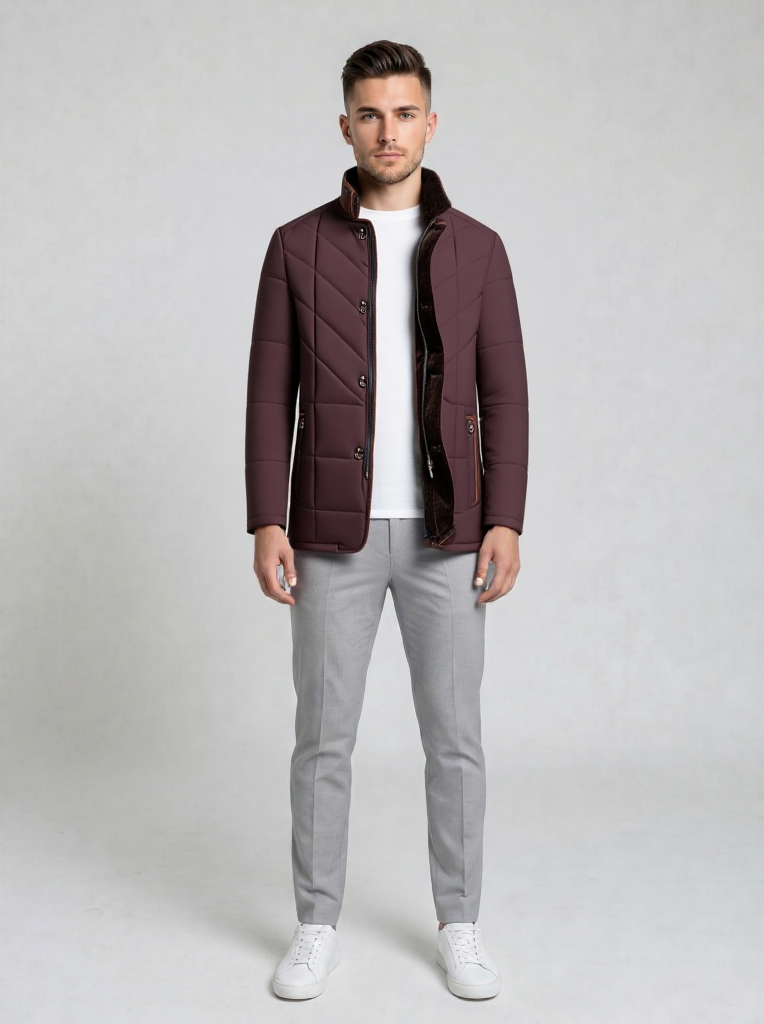 Desmond | Men's Stand Collar Button Front Quilted Jacket