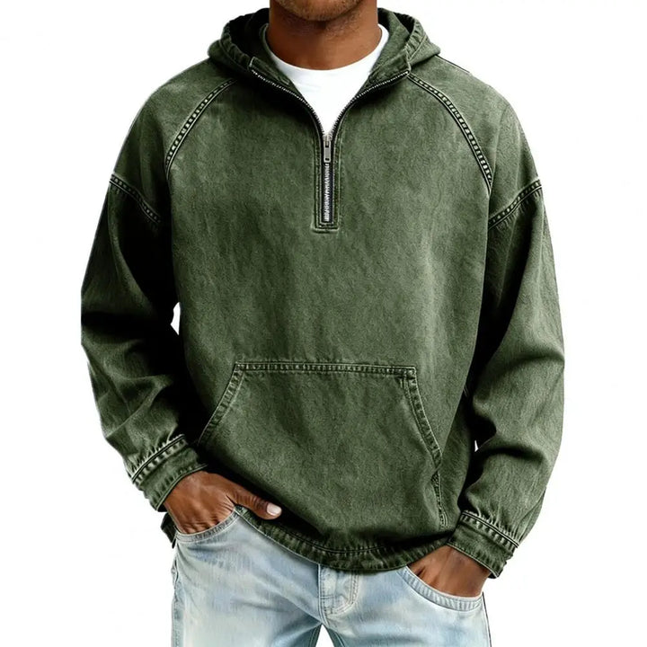 Cale | Washed Half-Zip Hoodie